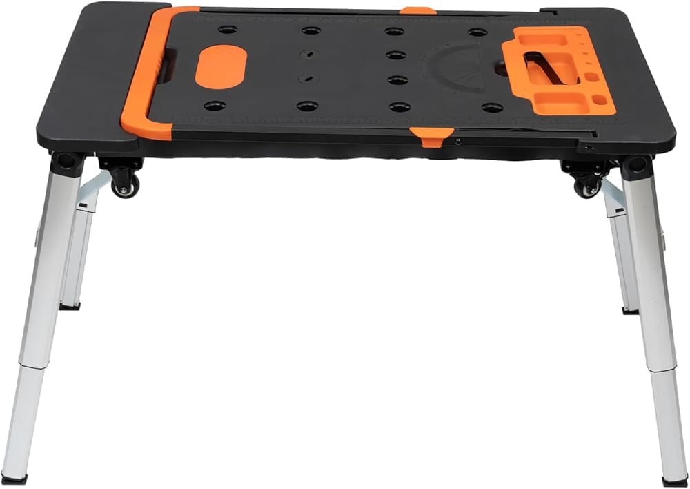 Stół warsztatowy 7 w 1, przenośna, składana, wielofunkcyjna platforma robocza, nośność 150-250 kg, wózek ręczny