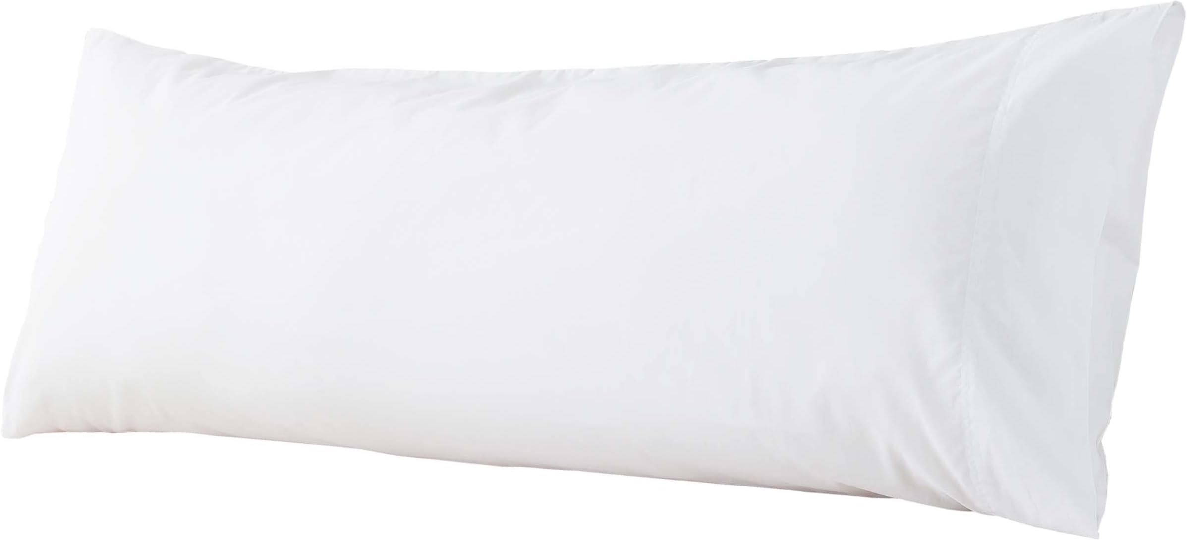 WhatsBedding Body Pillow Cover Cotton Fabric, Long Pillowcase Breathable & Skin-Friendly, Envelope Closure - White (20x54 inch)
