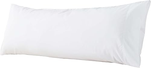 WhatsBedding Funda de almohada corporal de tela de algodón, funda de almohada larga transpirable y refrescante, cierre de sobre, color blanco (21 x
