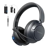 IOAABEWN 2.4GHz Wireless Gaming Headset with 2-in-1 Type C & USB Transmitter, ENC Microphone, Bluetooth Gaming Headphones, 55H Battery, Low Latency for PC, Laptop, PS4, PS5, Switch (Black)