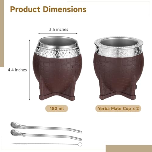 Tasses Yerba Mate isothermes en inox 180ml avec paille argentée - 5