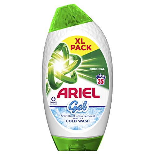 Ariel Washing Liquid Laundry Detergent Original Gel 1.225L, 35 Washes, Brrrilliant Stain Removal, Even In A Cold Wash
