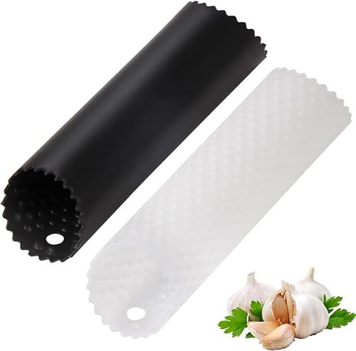 Sinnsally Pelador de ajo, rodillo removedor de piel, fácil y rápido de pelar dientes de ajo con rodillo de tubo de silicona, herramienta de cocina