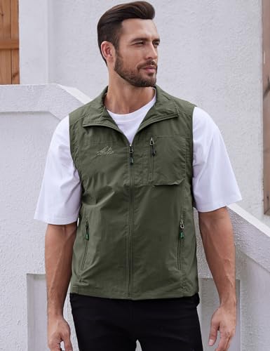 Image of Gihuo Men's Fishing Vest Utility Vest Casual Outdoor Quick Dry Safari Travel Golf Vest Work Vest