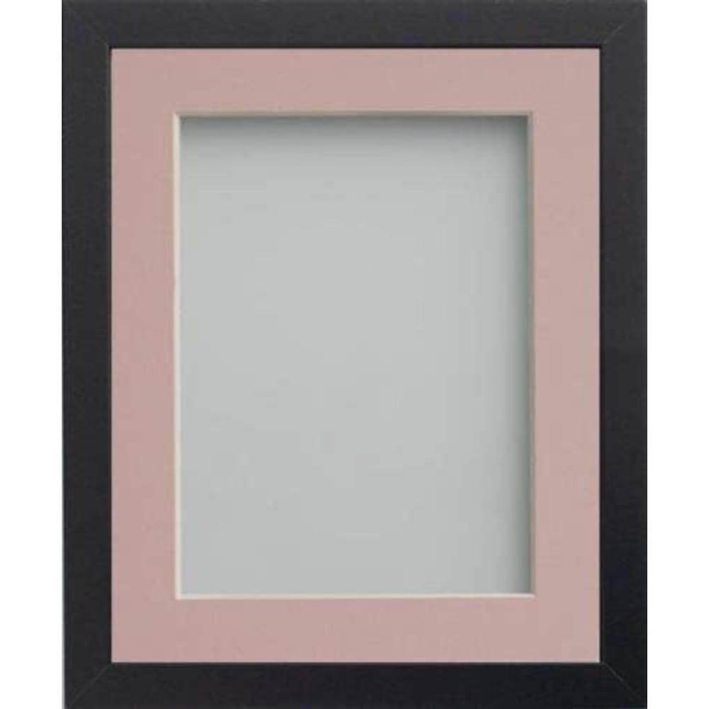 Frame Company Allington Black 10x8 inch Frame With Pink Mount For Image 7x5 inch *Choice of sizes* Fitted with Real Glass