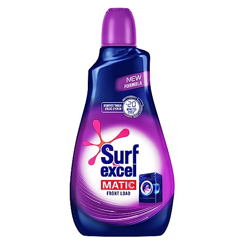 Image of Surf Excel Matic Liquid Front Load Detergent 1 Liter Bottle & Quick Wash Detergent Powder 1 Kg, Washing Powder With Lemon & Bleach To Remove Tough Stains On Clothes - Bucket & Machine Wash