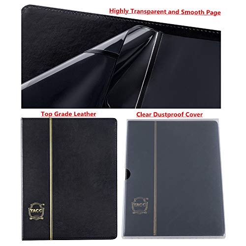 Ettonsun Leather 60-Pocket Dollar Bill Holders for Collectors Paper Money Album Currency Collection Supplies Book Travel Banknote Stamp Storage,Collection Folder for paper souvenirs, Black - Thumbnail 4