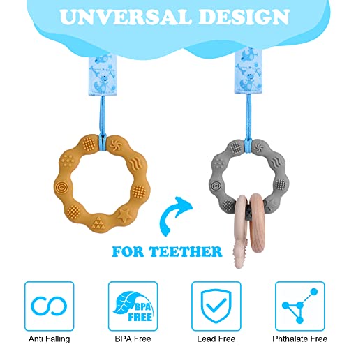 Aolso Ciuccio Catena per Bambini, 4 Pezzi Catenella Portaciuccio con 4 Pezzi Ciuccio Clip Adattatore, Catena per Ciuccio per Neonato per Nascita Battesimo Baby Compleanno Natale Regalo