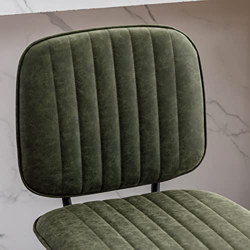 Duomay Mid Century Modern Bar Stools Set Of 2, 26" Counter Height Barstools With Back, Pu Leather Armless Kitchen Island Chair With Metal Legs For Dining Room Bar Coffee Shop, Green #TOP5