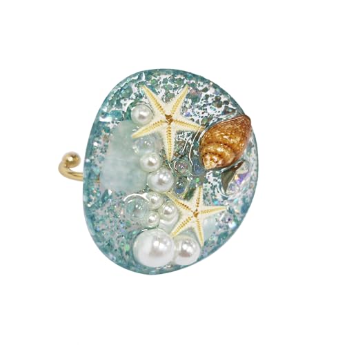 Bague de plage perles et étoiles de mer OIDIMS ajustable pour sublimer vos vacances d'été
