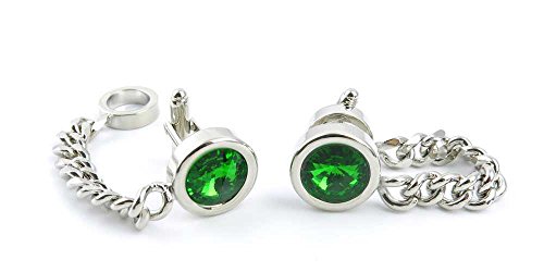 1 Pair Hommes Classic Mariage Chemise Boutons de manchette Cufflinks HJ6D8 Green Crystal Chain