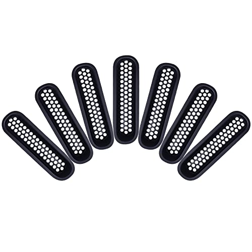 Image of AggAuto Grille Inserts for Jeep Wrangler JK JKU 2007-2015 Matte Black | Car Front Mesh Grill Cover Accessories 7 Pcs