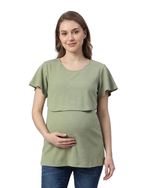 mama & bebe Women’s Maternity Nursing and Feeding T Shirt-Pista (XXL) | Cotton Knitted Floral Print Short Sleeve Comfortable Pre and Post Pregnancy Wear-picture-20