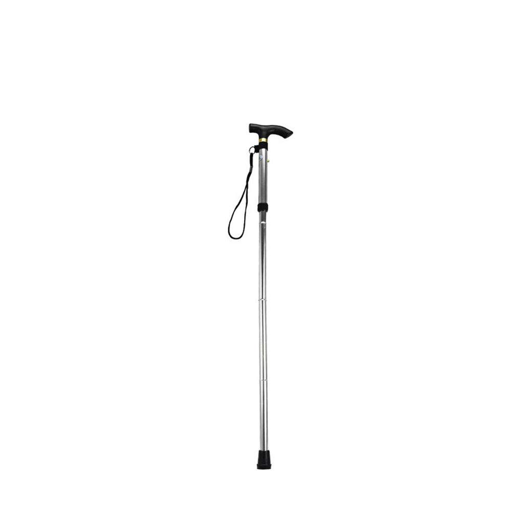 Canes- Outdoor Elderly Crutch fold Walking Stick Non-Slip Telescopic Stick Trekking Pole (Color : Silver)