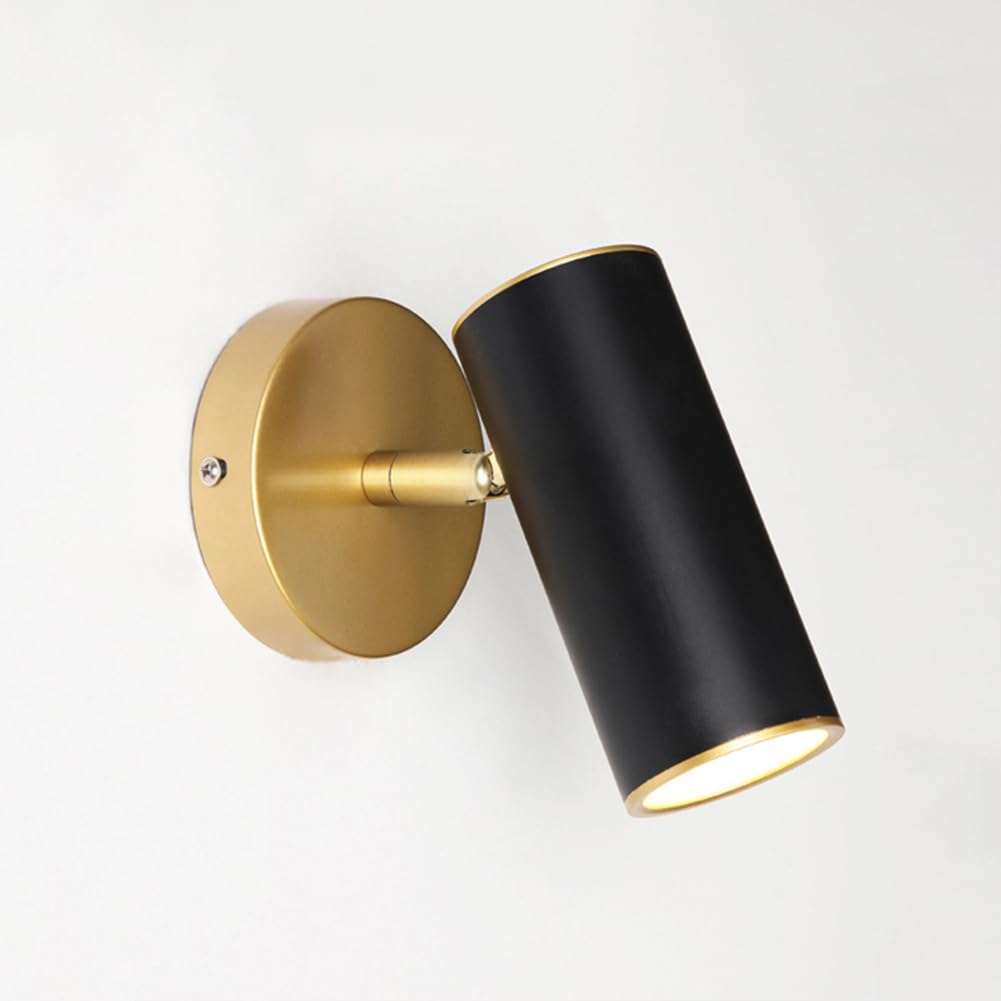 KBUUKYYXouy Wall Light Indoor 7W 3000K Warm White Modern Rotatable Metal Wall Lamp Decorative Wall Sconce Lamp for Living Room Bedroom Hallway Corridor Stairs Hall, Gold(B)