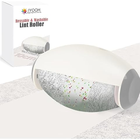 IYOOH Reusable Lint Roller Ball, Mini Travel Size Lint Roller for Clothes, On The Go Lint Roller Ball, Small Portable Lint Ball Remover for Clothes and Pet Hair, Extra Sticky & Washable Gel (White) Cover