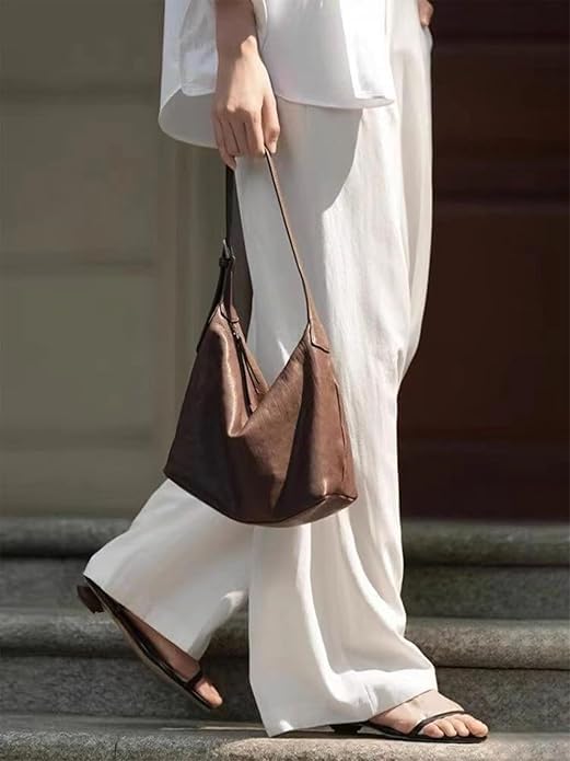 Image of Hobo Shoulder Bag for Women - Soft PU Leather Slouchy Tote Purse | Casual Lightweight Handbag for Work, Travel & Everyday Use