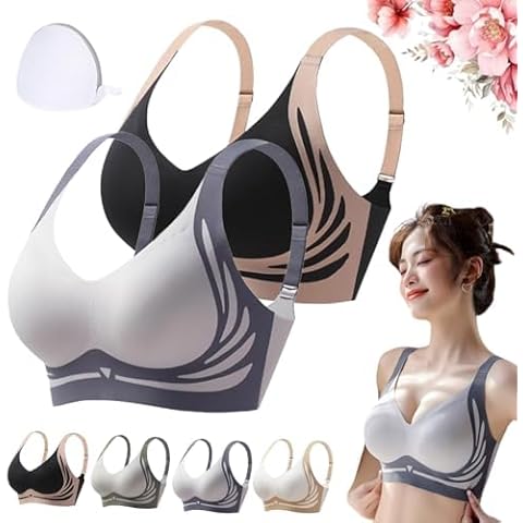RJDJ Reonproram Bra, Super Gather Bra Wireless Push-Up Bra, LushFitting Powerful Push-Up Seamless Bra (2pcs-A,L) Cover
