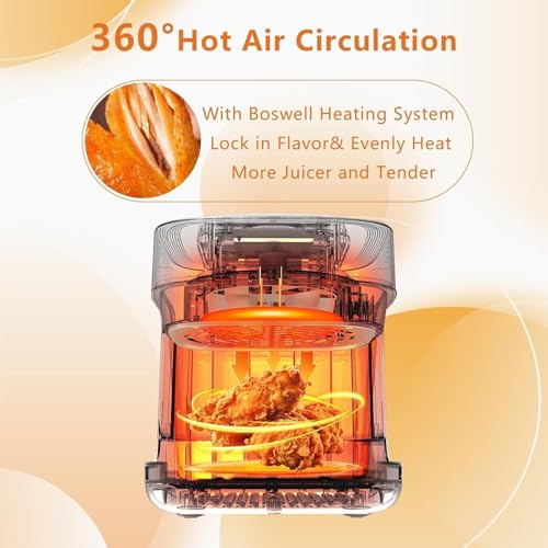 Glass Air Fryer, 7.6QT with Transparent Fry Bowl, Circulating Heating, Temperature Control, Air Fryer Roast, Dishwasher Safe by OXYSURE - Image 5