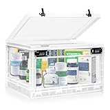 Large Medicine Lock Box with Dual 3-Digit Combination Locks, 24.8L Lockable Storage Box for Medication, Snacks, Phone, and Electronics - BPA-Free Organizer Bin for Home, Office, Fridge, and Safety