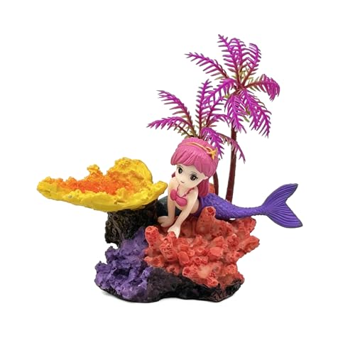 Image of Aquarium Decor Fish Tank Decorations Resin Coral Ornament, Small Mermaid Aquarium Accessories Hideout for Betta Shrimp Goldfish, Artificial Reef Fish Tank Accessories Decorations
