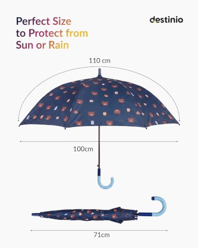 Image of Destinio Umbrella for Kids; Stylish & Cute, Child Safe, 100% Waterproof; Kids Umbrella for Girls, Boys and Baby