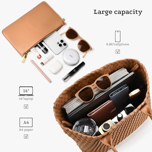 Bolso Tote tejido para mujer en cuero vegano miniatura 6