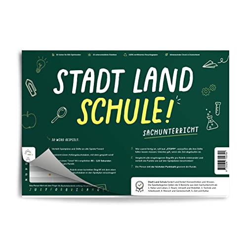 Pihu Stadt Land Schule | Lernspiel Für Kinder Und Familien | Konzentrationsspiel | Stadt Land Fluss (Sachunterricht) Cover