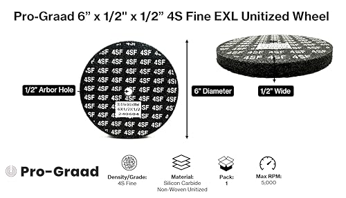 Image of EXL Unitized Wheel, Silicon Carbide, 6 inch Diameter x 1 /2 inch Wide x 1 /2 inch Arbor, 4S Fine | 15849 | (Pack of 1)