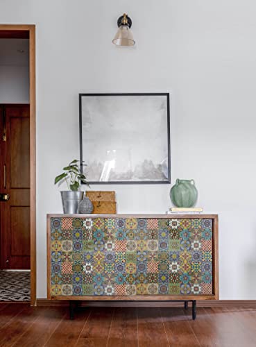 Image of WallDesign Spanish Glaze Tile Sticker - 16 x 24 inch Waterproof Easy Clean Durable Vinyl Decorative Film for Kitchen Counter, Washbasin, Table, Wall, Cupboard-Self-Adhesive
