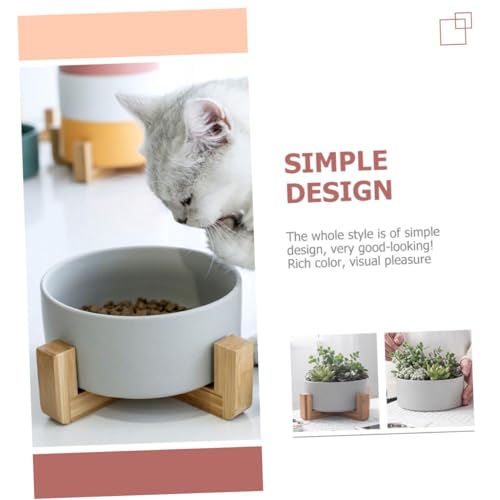 Cache-pot céramique mat gris avec support bois pour succulente - 4