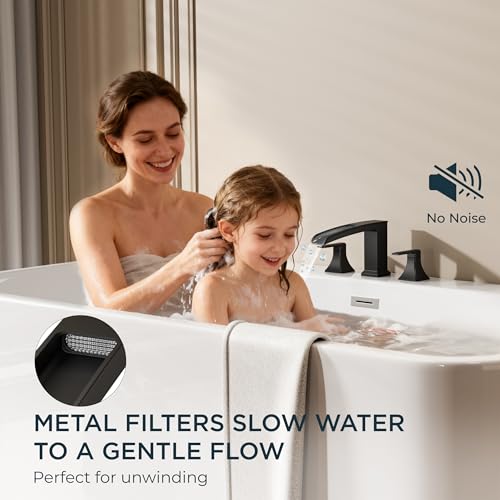 FORIOUS Roman Bathtub Faucet 3 Hole Deck Mount with 2 Handle Matte Black by FORIOUS - Used condition - Image 5