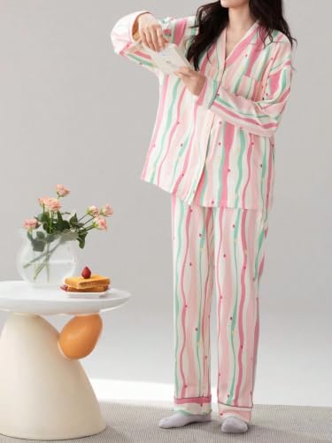 Image of LITZO Womens Korean Night Dress || Pyjama Set ||Korean Nightsuit || Women Nightwear ||Round Neck Half Sleeve Nightsuit || Loungewear || Everyday Nightdress (L-221-227)
