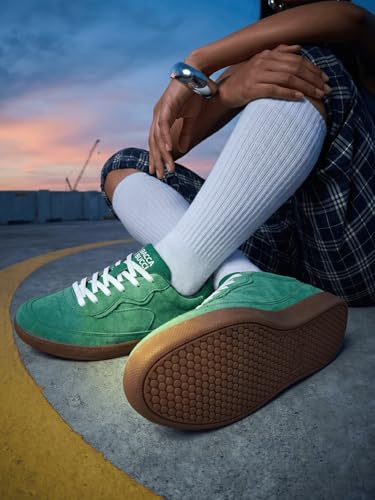 Image of Bacca Bucci Zest Women's Low-Top Walking Sneakers with Suede-Look Upper, Lace-Up Closure, Padded Collar, Perforated Toe Detail, Gum Grip Outsole, Casual Streetwear Shoes