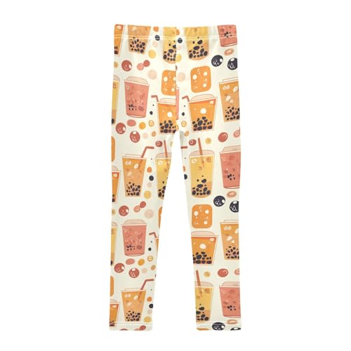 Bubble Tea Pattern Kids Girl's Cotton Pants Soft High Waisted Pants Gym2