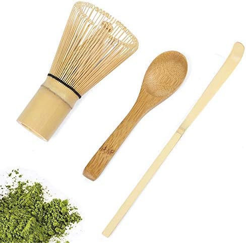 Keepaty Japanese Matcha Tea Set of 4,Matcha Whisk Set with 100 Prong Whisk, Traditional Scoop , Tea Spoon and Ceramic Matcha Bowl,Tea Ceremony Accessory for Making Matcha