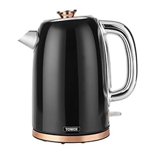 Tower T10023 Bottega Stainless Steel Kettle, 3KW, 1.7 L, Black & Rose Gold