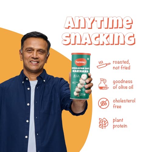 Image of Farmley Himalayan Salted Roasted and Flavoured Makhana | Healthy & Crunchy Snack | Cholesterol Free | Gluten Free | Rich In Protein & Calcium | Roasted In Olive Oil - 83g Jar