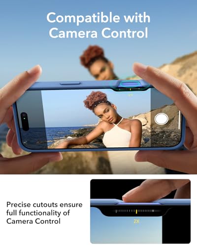 Image of ESR for iPhone 16 Plus Case, Silicone Case with Stand, Military-Grade Protection, Built-in Camera Stash Stand, Magnetic Phone Case for iPhone 16 Plus, Cloud Series, Light Blue