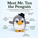 Bubbly Crochet Mr. Tux le pingouin Crochet Kit pour débutants – DIY Pingouin en peluche avec des yeux personnalisables & Chapeau, Tutoriels vidéo étape par étape & Outils tout-en-un – Amigurumi Craft Kit et Easy Arts