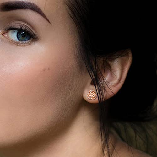 Infuseu Rose Gold Stud Earrings For Women Love Knot Post Earrings 925 Sterling Silver Celtic Jewelry Romantic Gifts For Her Wife Girlfriend #TOP4