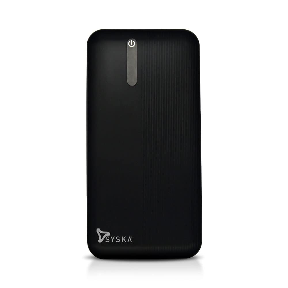 SYSKA 10000 mAh Power Bank with 37Wh, Made in India, Multi-Layer Protection, Li-Polymer + Type C Cable with Dual Input & Output (Elegant Black)