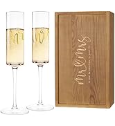 AW BRIDAL Wedding Champagne Flutes set of 2, Crystal Champagne Flutes for Mr and Mrs Glasses Wedd...