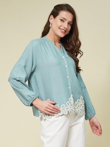Image of J TURRITOPSIS Women's Rayon Stylish Embroidered Shirt
