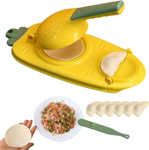 NISTERL 2 in 1 Dumpling Maker, Manual Dough Presser Dumpling Wrappers Press Wrapper, Kitchen Dumpling Making Tool, Household Automatic Dumpling Maker, DIY Dumpling Moulds (Yellow)