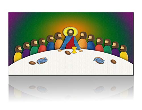 TUMOVO Wall Decor of The Last Supper by Andrea Solari Giclee Painting on Canvas Posters and Prints Artwork Home Decoration for Living Room Wrapped Gallery Stretched and Framed Ready to Hang (24”X48”)
