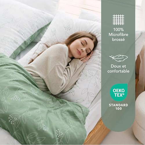 Dreamzie Parure Microfibre Zip 240x220 Feuillage 2 Taies 65x65 – vue 2