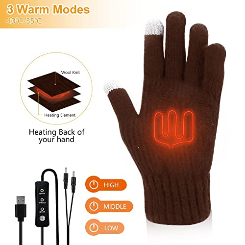 Brynnl Adjustable Temperature USB Heated Gloves for Men and Women, Screen Touch Electric Heated Gloves for Phone Laptop… - Image 3
