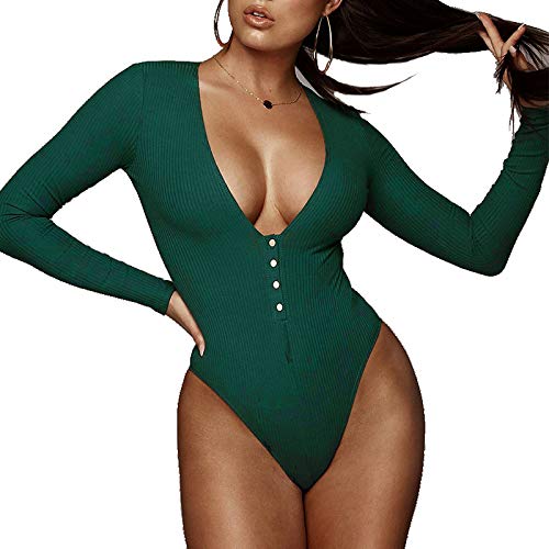 Vêtements de fitness femme vert à col en V profond et taille unique