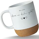 Tasse Untersetzer Kork - Wie schön dass es Dich gibt - Schöne Geschenke Beste Freundin Besten Freund Partner Partnerin - 330 ml - Weiß Matt - freunde seelenverwandte für freundinnen daß den das